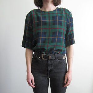 VIntage 90s talbots plaid silk blouse